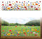Peacoblue Fensterbilder Selbstklebend 120cm x 30cm, 1 Blatt Bunte Wildblumen Dekorativer, Abnehmbarer Fensteraufkleber für Zuhause, Büro, Glasfensterdekoration
