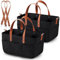 Anhow 2er Filztasche Einkaufskorb, 16L Filztasche Einkaufstasche mit Fächern Shopper für Outdoor Trips, Picknick, Einkaufen, Aufbewahrung - Schwarz/ 38x23x18 cm