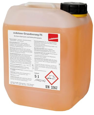 redstone Grundierung FS Secco 5L – Salzsperrende & wasserdampfdurchlässige Grundierung – Vorbehandlung für Secco Sperrputz & Entfeuchtungsputz – Lösemittelfrei & hoch alkalisch