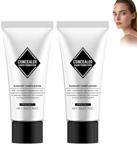 Koreanische Farbwechsel-CCC-Creme,Skin Solution CC Creme Farbwechsel-Creme 4 Funktionen LSF50+PA+++, Sonnenschutz Foundation & Concealer,Koreanische Cc-Creme Selbstanpassend Für Reife Haut (2PC, 50g)