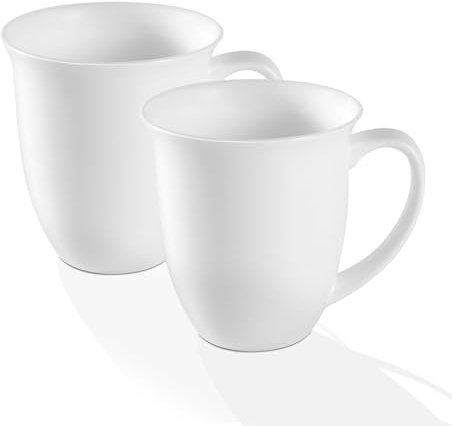 COSTMANCE Juego de 2 tazas de café de porcelana fina, tazas de té de 14 onzas con borde inclinado hacia afuera, tazas de cerámica de lujo de boca ancha, regalos de bricolaje