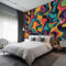 Generisch Tapete 3D Fototapete Retro 70er Jahre 100 x 70 cm Vliestapete Wandbild Fototapeten, Vlies Tapeten Wandtapete Schlafzimmer, Wohnzimmer, TV Hintergrund Wand Moderne Wanddeko &Kyi632