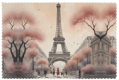 Six piece set of oil proof and heat-insulating placemats WZYWHJ Warm iron tower Prints dining plates