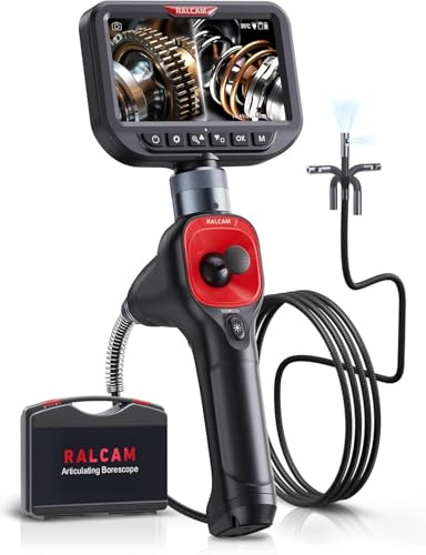 Ralcam Endoskopkamera mit Licht Endoscope Camera - 360° Endoskop Schwenkbarer 720P Inspektionskamera mit Licht Rohrkamera, Kameras mit 6 LED, IP67 (6,5mm Dual-Sonde/1,5M)