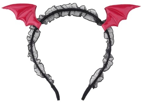 Sisadodo Serre-tête noir pour femmes et filles avec ailes de diable rouges pour adolescentes, ailes de chauve-souris, accessoire de costume pour adolescentes, fête costumée