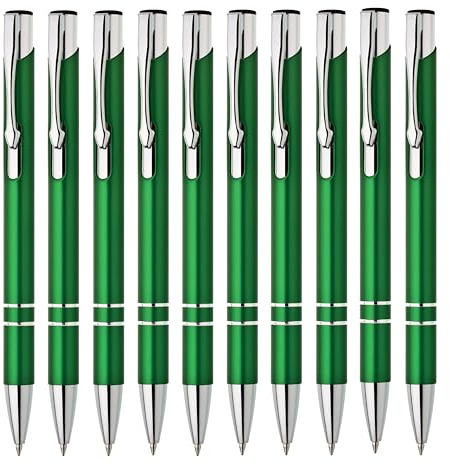 Lemina® Metall Kugelschreiber 10er Set Hochwertige Blaue Tinte Premium Kullis für Büro Schule und Haushalt (Grün)