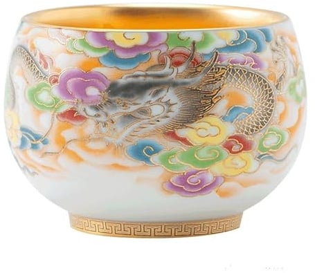 Kleine Teetassen Hammelfette Jade, weißes Porzellan, vergoldet, Drache und Phönix, Teetasse, Host-Tasse, persönliches Teeservice, Vergoldungshandwerk Kungfu-Teetasse