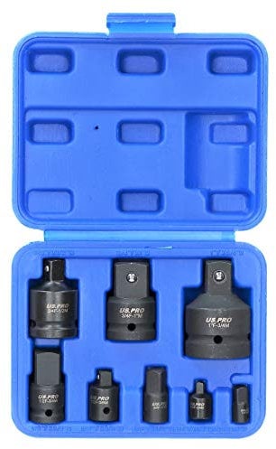 AB Tools 8pc Impact Socket Adapter Set - Variety Pack - Chrome Vanadium Steel - Square Drive - AT063