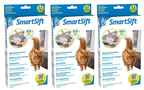 (3 Pack) Catit Design Liner for Sifting Cat Pan Base - 12 Liners per Pack