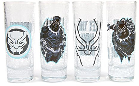 Marvel EV-20729 Lot de 4 verres à shot Black Panther, 4 unités (lot de 1), 4