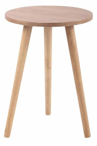 CLP Table d'Appoint Kolding I Table Basse Plateau Ronde en MDF Hauteur de la Table 56 cm I 3 Pieds en Bois de Caoutchouc I Couleur:, Couleur:Nature, Taille:40 cm
