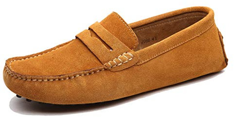 MINITOO Homme Classic Marron Suede Mocassins D'été Penny Loafers Chaussures YY2088 EU 43