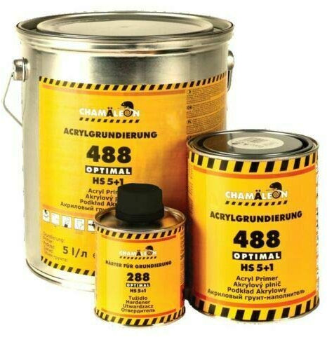 Chamäleon Grundierung 1L Grau HS 5:1 2K Acryl Füller Primer Härter 0,2L Low VOC