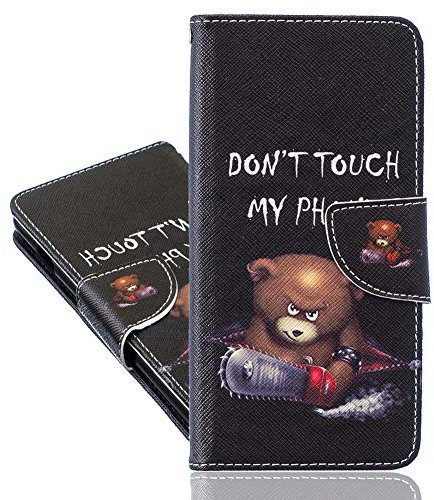 IMEIKONST Kompatibel mit LG K42 Hülle, Leder Gemalt Flip Brieftasche Magnetisch Ständer Schutzhülle Tasche Handyhülle für LG K42. Saw Bear BBK