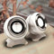 2pcs Filaire Bookshelf Enceintes PC 6W, 3.5mm AUX Audio Amplifier Bottom Diaphragm Bass Horns with Stereo Sound, USB Enceintes for Laptop/Tablet/PC/Mobile phones/MP3/MP4 (Blanc-Argent)