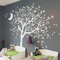 Studio Quee Großer Baum Wandaufkleber mit Eule, Mond und Sternen Kinderzimmer Wandbild Dekoration 088 (Äste nach rechts, Alles Weiß)