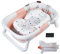 Sinbide - Baignoire Pliable Pour Bébé - Avec Bouchon de Vidange & Affichage de la Température & Coussin de Siège - Ultra Compact –pieds Antidérapants (Rose)