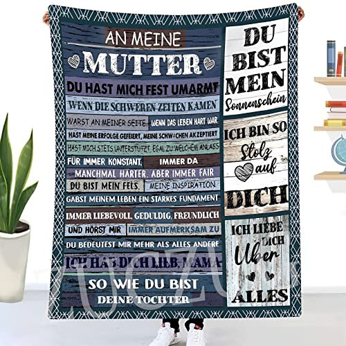 ZUCZUG Kuscheldecke Flauschige Geschenk zum Muttertag, Personalisierte Decke An Meine Mama von Tochter, Super Weiche Flanelldecke Wohndecke Luftpost Positiv Ermutigen Decke eeignet für Sofa Reisen