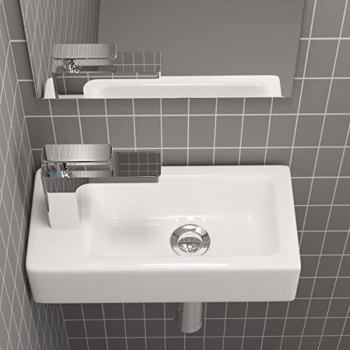 Lavabo vasque à poser en céramique pour toilettes invités Waschbecken24 (Blanc / A661, 37x18x9cm)