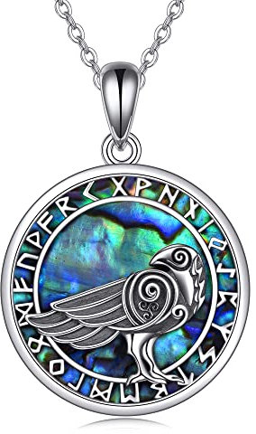 Raben-Halskette aus Sterlingsilber Krähe keltischer Knoten Runen-Anhänger Wikinger-Schmuck Geschenke für Frauen und Männer