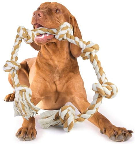 Extra große Hundespielzeug Seil für aggressive Kauer - 127cm, 7 Knoten Tough Seil Kauspielzeug für große Hunde, unzerstörbar Baumwollseil für große und mittlere Rasse Hund Tug of War Dog Rope Toy