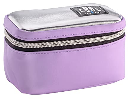 Kleines Kühlmäppchen Kühltasche für Kosmetik, Medizin, Reisen, Ausflüge in Lavendel/Silber 14 x 8 x 8 cm, ca 0,5 L Volumen