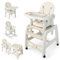 COSTWAY Seggiolone Pappa per Bambini 3 in 1, Seggiolone per Neonati con Vassoio Rimovibile, Cuscino, Schienale Regolabile e Cintura di Sicurezza a 5 Punti, 6-36 Mesi, Capacità 20 kg (Beige)