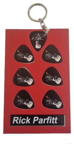 Rick Parfitt Gitarrenplektrum Geschenkset | 6 Künstlerplektren | 1 Künstler-Schlüsselanhänger