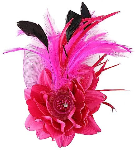 Damen Federbrosche, Vintage Fasanenfeder-Brosche Retro Feder Hut Clip Kleid Zubehör Fascinators Kostüme Dekor Hutfeder Stoff Blume Trachten-Anstecker Kleidung Dekoration für Party Bankett Hochzeit
