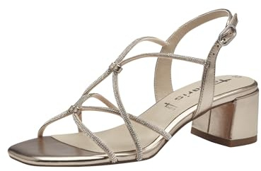 Tamaris Damen Sandalette mit Blockabsatz, metallic, 36 EU