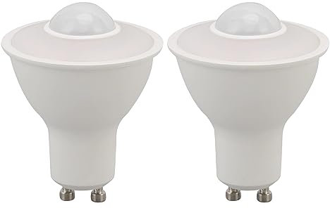 2-Pack 5W GU10 Led Bulbs with Infrared Sensor, Equivalent to 50W Incandescent, Auto On/Off PIR Infrared Detection Lamp, for Stairs, Garage, Corridor, Walkway, Yard, Hallway, Patio, Not Dimmable