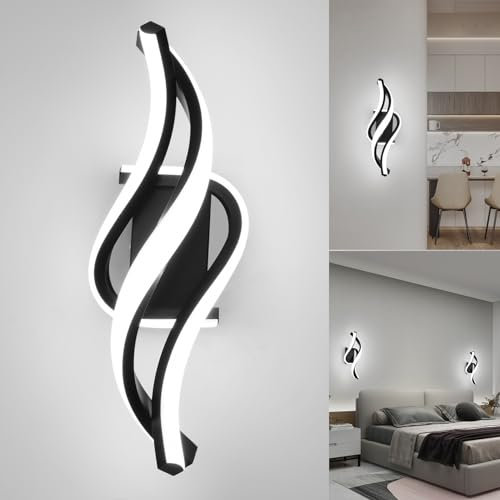 LED Wandleuchte Innen, 22W Wandlampe,Modern Innenwandleuchte,6000K kaltweiß Wandbeleuchtung,Up Down Innenleuchte Wandlichter,gebogene Design wandleuchten für Wohnzimmer Schlafzimmer Treppenhaus Flur