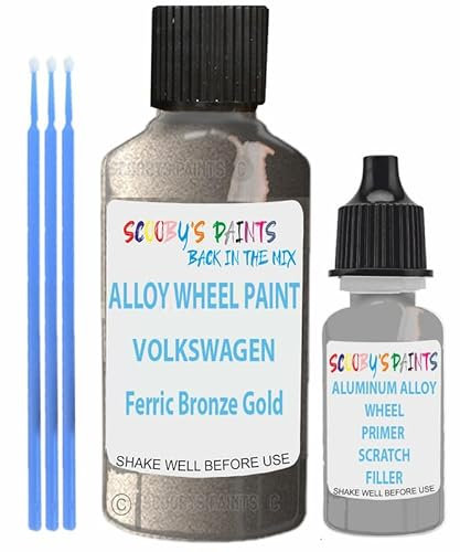 SCOOBYS PAINTS BACK IN THE MIX Alloy Wheel Repair Touch Up Paint Compatible With Volkswagen Rims Curbing Scratch Stone Chip With Anti Rust Grey Primer