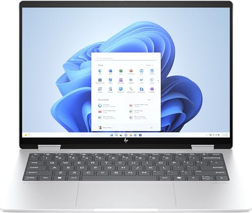 HP Envy 14-fa000sf Ordinateur Portable Convertible 14 2.8K OLED 120 Hz Tactile, PC Portable (AMD Ryzen 7 8840HS, RAM 16 Go, SSD 512 Go, AMD Radeon Graphics, Windows 11), Laptop Argent, Clavier AZERTY