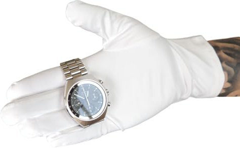 KD89 Weiße Mikrofaser-Handschuhe - Heli - für Uhrmacherei, Juweliere, Schmuck- und Uhrenbehandlung, für Sammler, Profis oder Amateure, weiß, L
