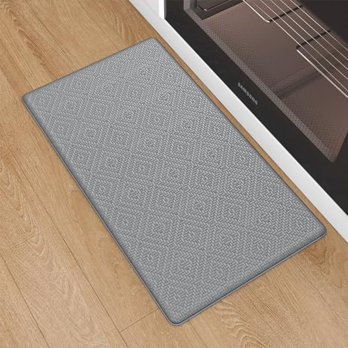 Color&Geometry 44x75 cm Alfombrilla Cocina Lavable Antideslizante, Alfombra vinilica Cocina, antifatiga, Antideslizante, Alfombra de Cocina Acolchada con Espuma para Estar de pie, cómoda, Gris