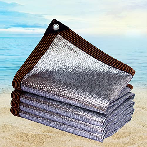 Sonnenschutz Auto Aluminium Schattennetz mit Ösen, Hitzeschutz Alunetz für's Zwinger, HDPE, Sonnenschutznet Anti-UV für Gewächshaus Balkon, Silber (Größe : 12m x 15m)