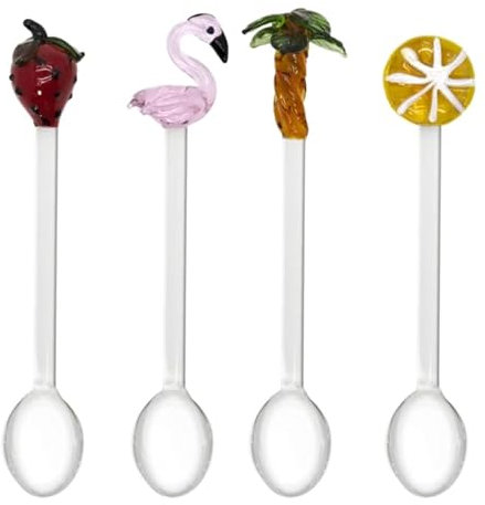 WD Lifestyle - Set 4 Cucchiaini da Caffè con Decoro (Rosa)