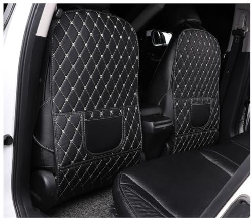 MNBHJGR 2 Stück Auto Rückenlehnenschutz für VW ID.4 2021-2024, Autositz Kickschutz mit Taschen, Rücksitz Organizer aus Wasserdichtem Leder,A
