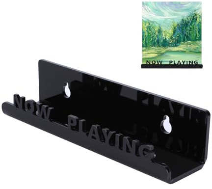 Bwetomk Vinyl Record Wall Mount Shelf Record Storage Wall Display 7 Inch Acrylic Album Record Rack NOW PLAYING LP Shelf Wall Holder Durable Record Shelves Record Display Stand for LP Storage (Black)