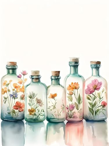 Malen Nach Zahlen Kinder ab 7 8 9 10 Jahre Mädchen, Paint by Numbers Blume Glasflasche Adult Kinder Anfänger mit Leinwand Pinseln Acrylpigment für Geschenke/Home Haus Deko, Rahmenlos 100x130cm F-178