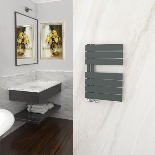 GY Bath Badheizkörper 616x400mm, Anthrazit Handtuchhalter Heizkörper Flach, Handtuchheizkörper Seitenanschluss Handtuchwärmer Handtuchtrockner 287W