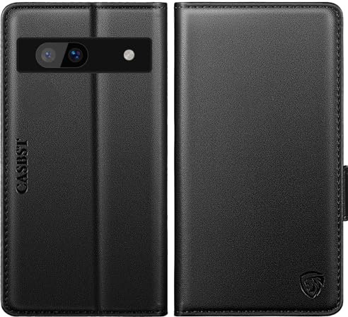 CASBST for Google Pixel 7A Case, Kickstand Flip Leather Wallet Book Case with Card Slots Shockproof Magnetic Closure Protective Phone Case Cover Compatible with Google Pixel 7A - Black