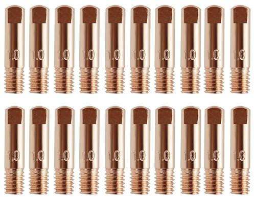 LEIBOCHAO 20 Pezzi Ugelli per Accessori di Saldatrice, Ugelli per Saldatura MIG, Punte in Rame da 1,0 mm, Tubo per Saldatrice a Punti per Materiali di Consumo per Torcia di Saldatrice MIG/MAG 15AK