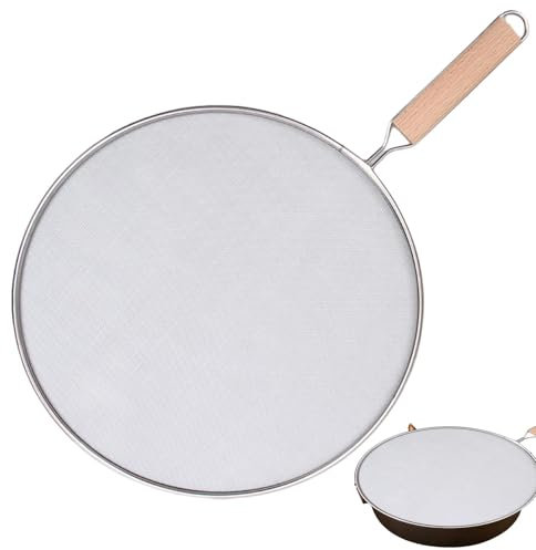 Qidures Spritzschutz, 21cm Pfannenspritzschutz Mit Handgriff, Multifunktionale Edelstahl Spritzschutz, Pfannen Edelstahl Pfanne Spritzdeckel, Spritzschutz Pfannen