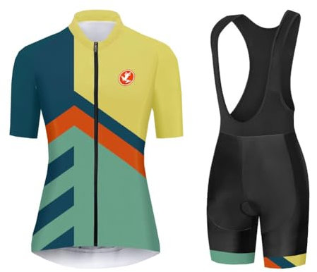 UGLY FROG Hu73 Radtrikot Set Damen Fahrrad Trikot Kurzarm Radhose Mit 9D Sitzpolster, Atmungsaktiv Fahrrad Anzug Für Radfahren MTB