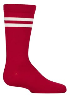 SockShop Kids’ Bamboo Socks with Comfort Cuff and Hand Linked Toes, Plain Bright Solid Striped Colours, Soft and Breathable, 1 Pair Pack Sports Stripe Red 12.5-3.5 Kids (8-12 Years)