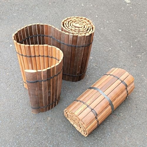 Flexible filigrane dunkle Beetumrandung aus Bambusleisten, Rasenkante, Einfassung für Beete und Mörtelkübel, L: 200 cm (Höhe 30 cm, 2 Stück)