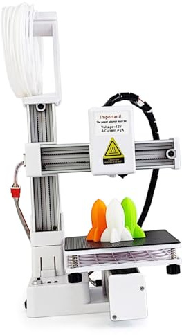 Mini Imprimante 3D, Entièrement Assemblée avec Tout Chauffage Rapide de Buse Métallique, compatibilité PLA/TPU, Taille Compacte 4x4x4in (Black) (White)