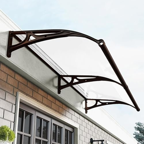 Außentür Baldachin Eingangstür Vordach Regenfest und UV/Schnee-beständig Terrassenüberdachung Aluminium Polycarbonat anpassbar 60 x 60 cm / 24 x 24 cm